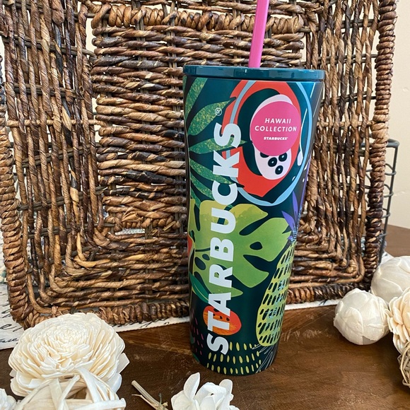 COLLECTION-Starbucks Hawaii Collection Palm Leaf Tropical Fruit Tumbler 24 Oz - Picture 2 of 5